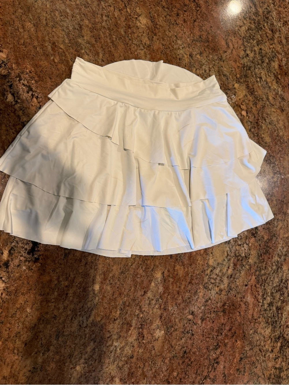 Women's White Tiered Ruffle Skater Skirt